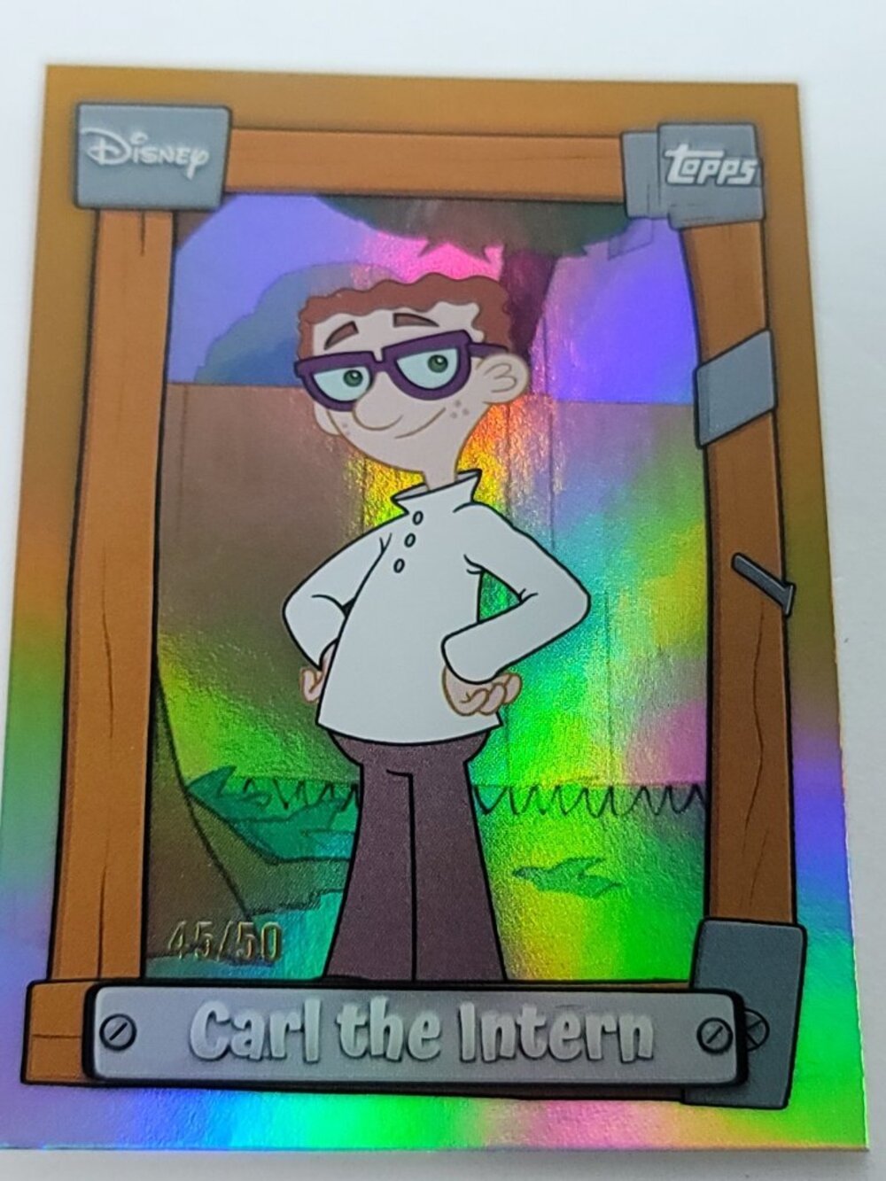 Carl The Intern Topps 2026 Disney Neon Gold Phineas Ferb Limited 45/50